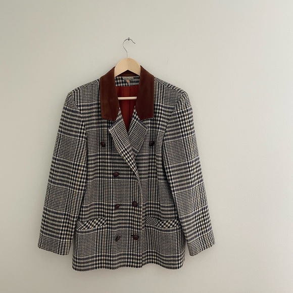 Vintage Plaid Wool Blazer Made In France - Picture 5 of 9